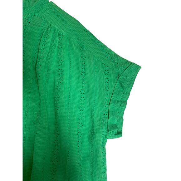 Lane Bryant NWT Green Embroidered Eyelet Blouse-Size 22 - Picture 9 of 10